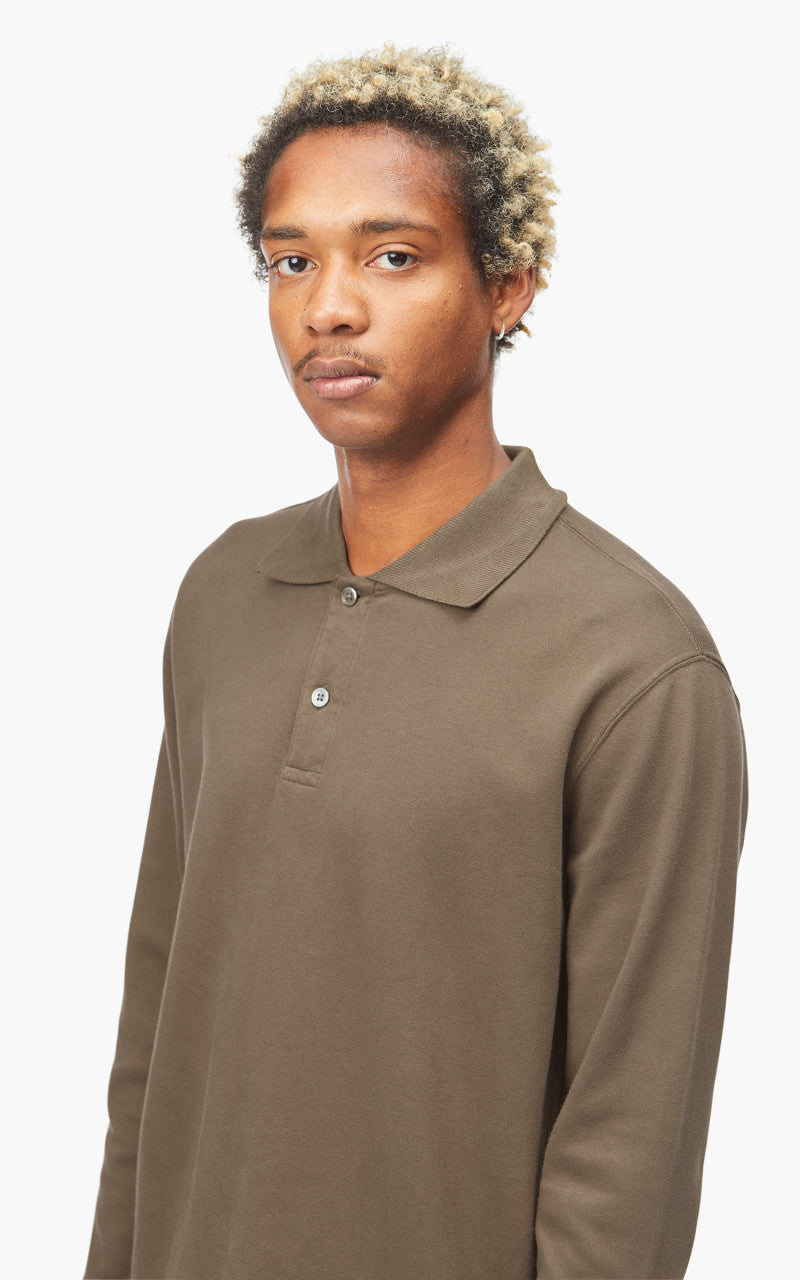 Lady White Co. Two Button Polo Longsleeve Dark Taupe