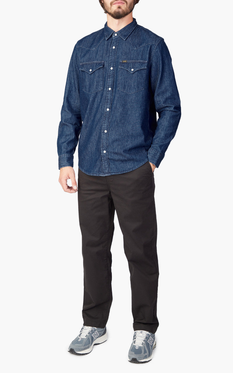 Lee Regular Western Shirt Rigid Mid Stone Wash Indigo