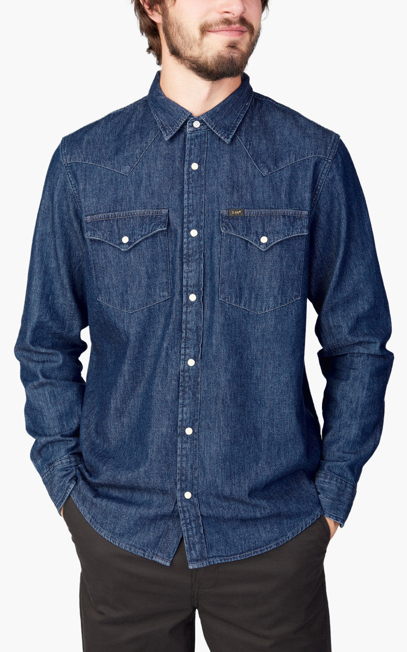 Lee Regular Western Shirt Rigid Mid Stone Wash Indigo