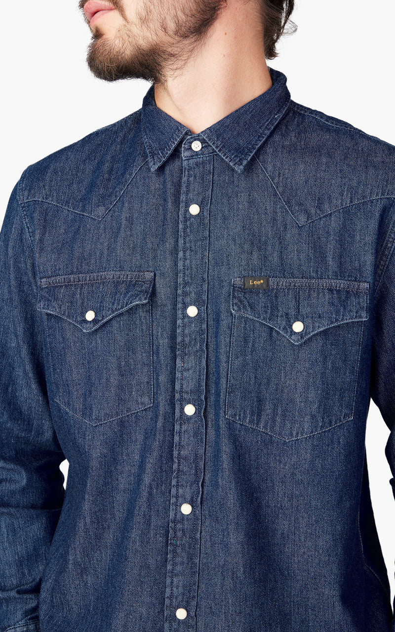 Lee Regular Western Shirt Rigid Mid Stone Wash Indigo