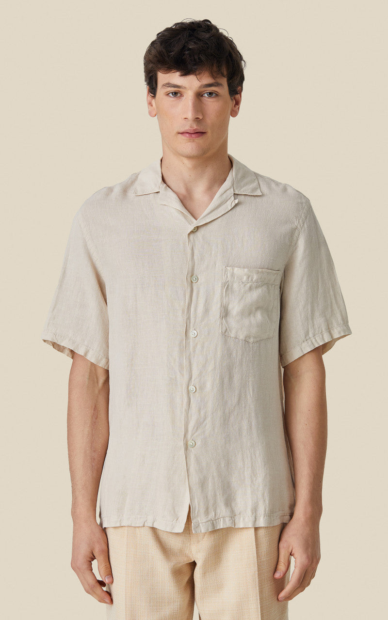 Portuguese Flannel Linen Camp Collar Shirt Raw