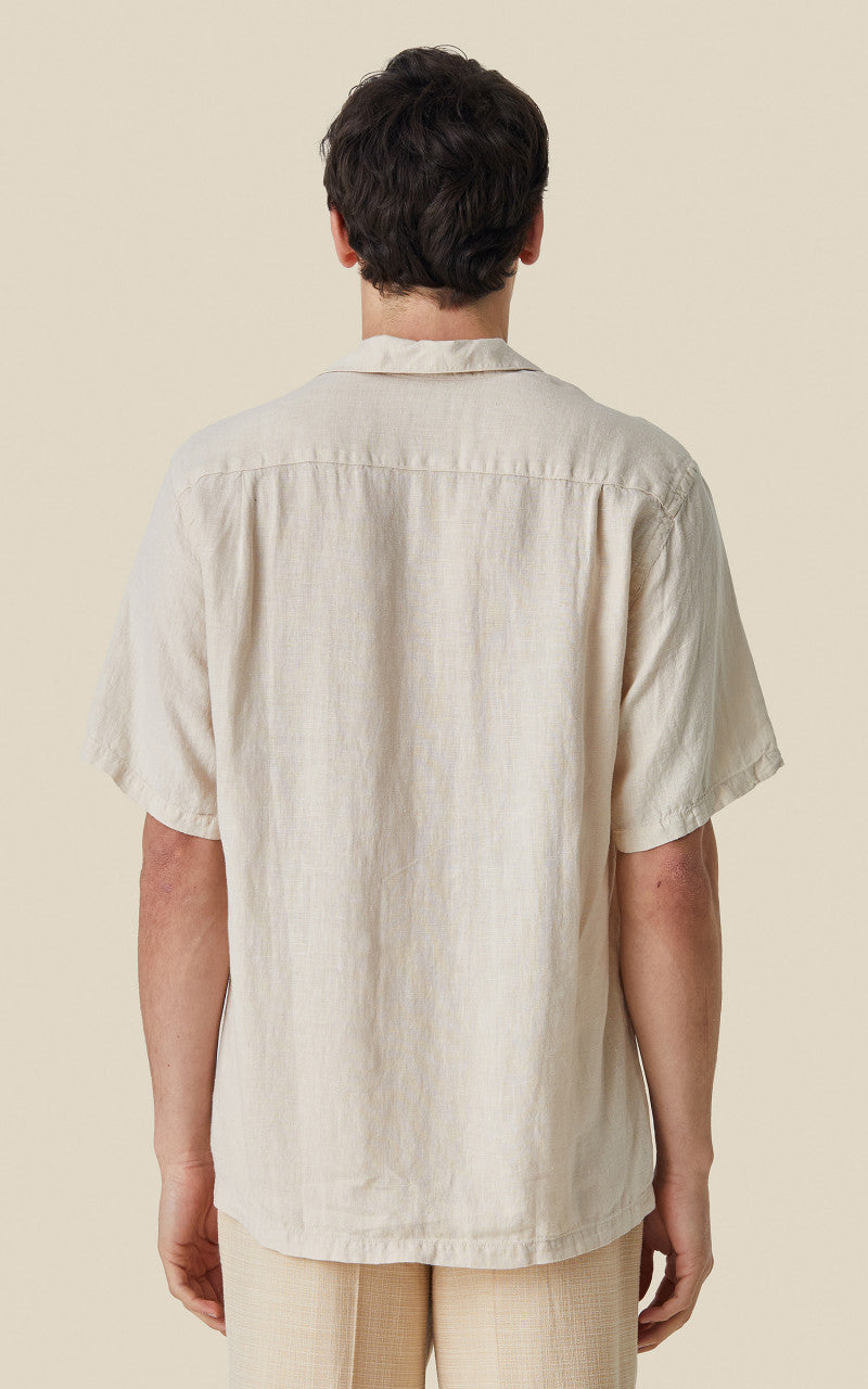 Portuguese Flannel Linen Camp Collar Shirt Raw