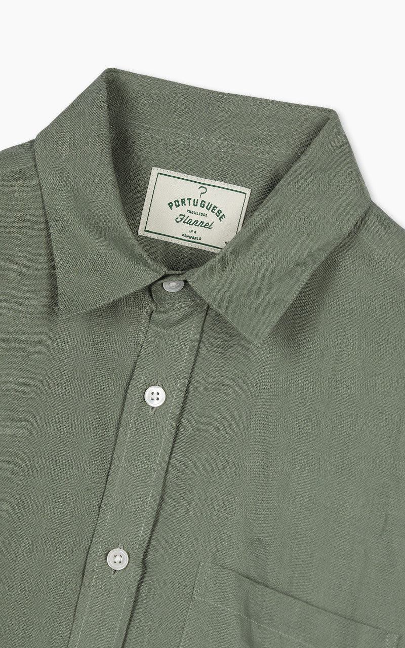 Portuguese Flannel Linen Shirt Dry Green