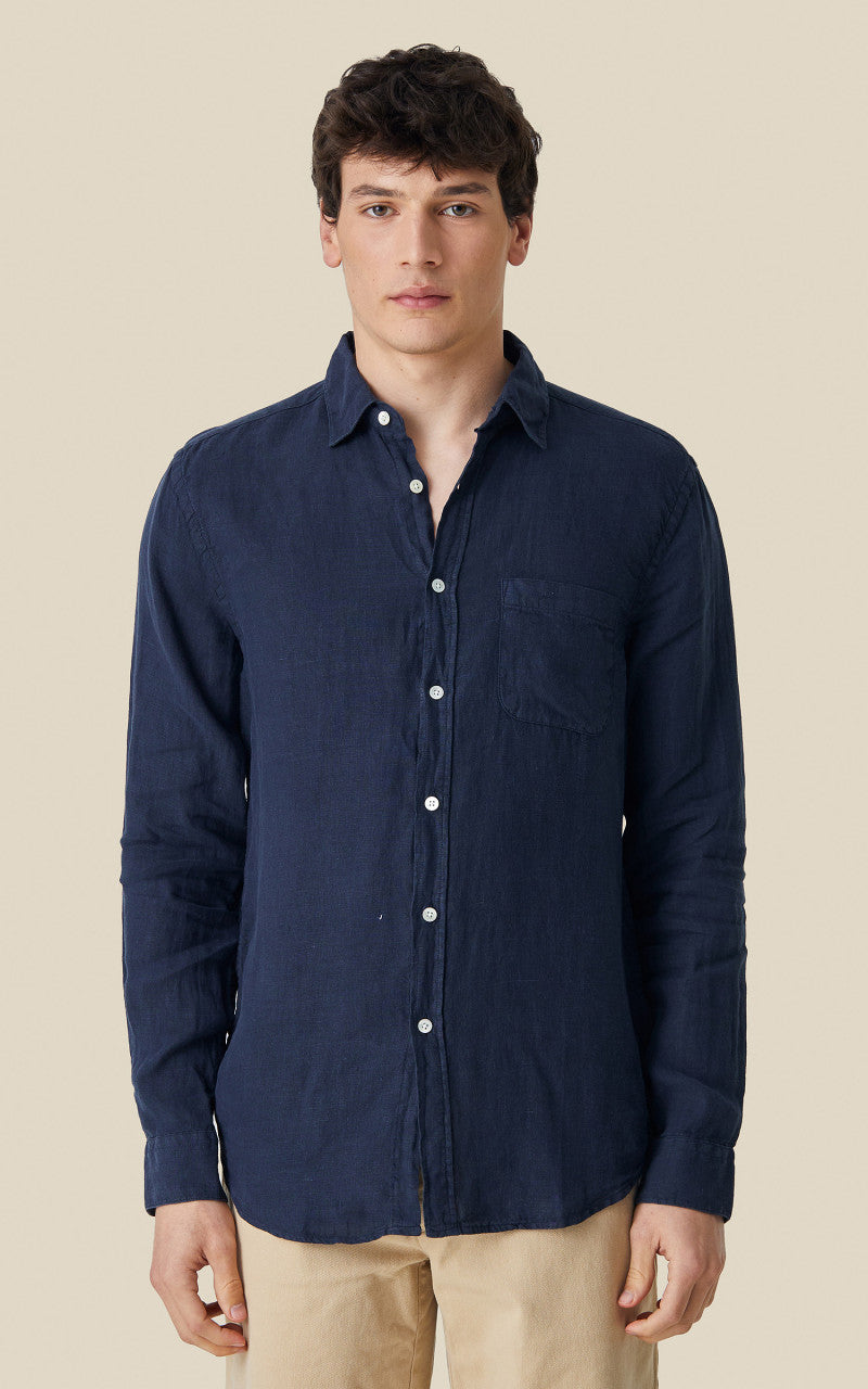 Portuguese Flannel Linen Shirt Navy