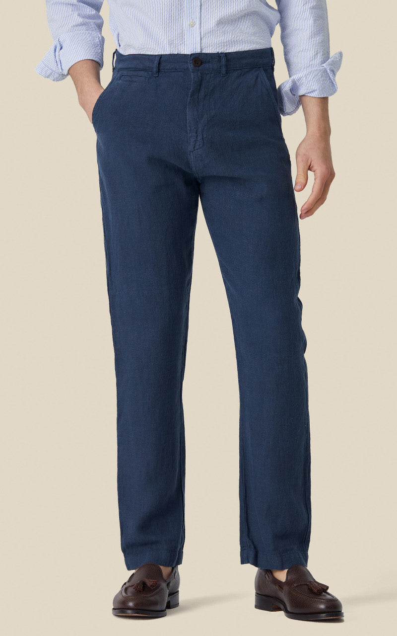 Portuguese Flannel Linen Trouser Navy