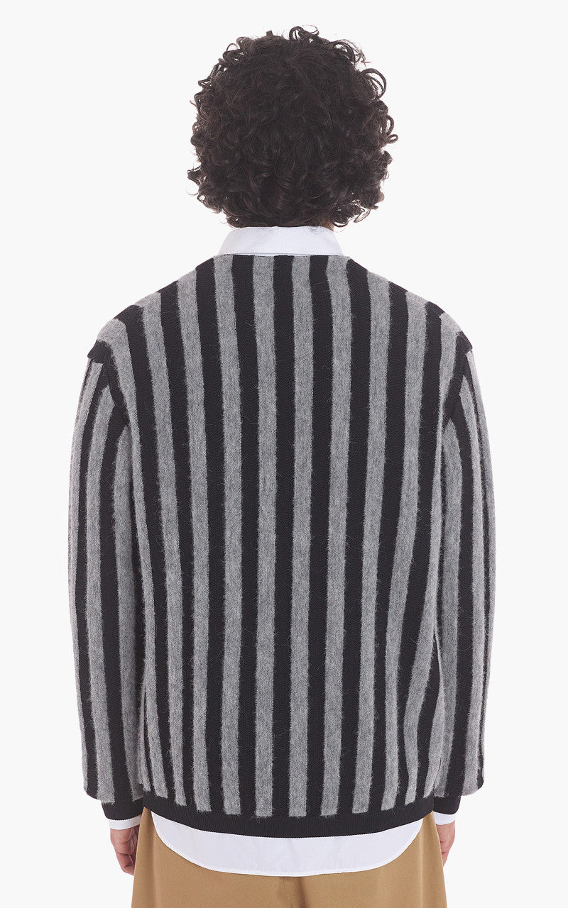 Maison Kitsuné Striped Comfort Cardigan Black/Stone Stripes