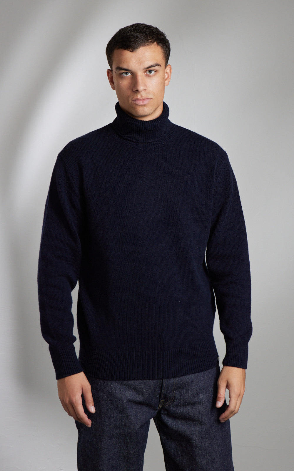 Merz b. Schwanen LOCT01 Roll Neck Pullover Wool Dark Navy