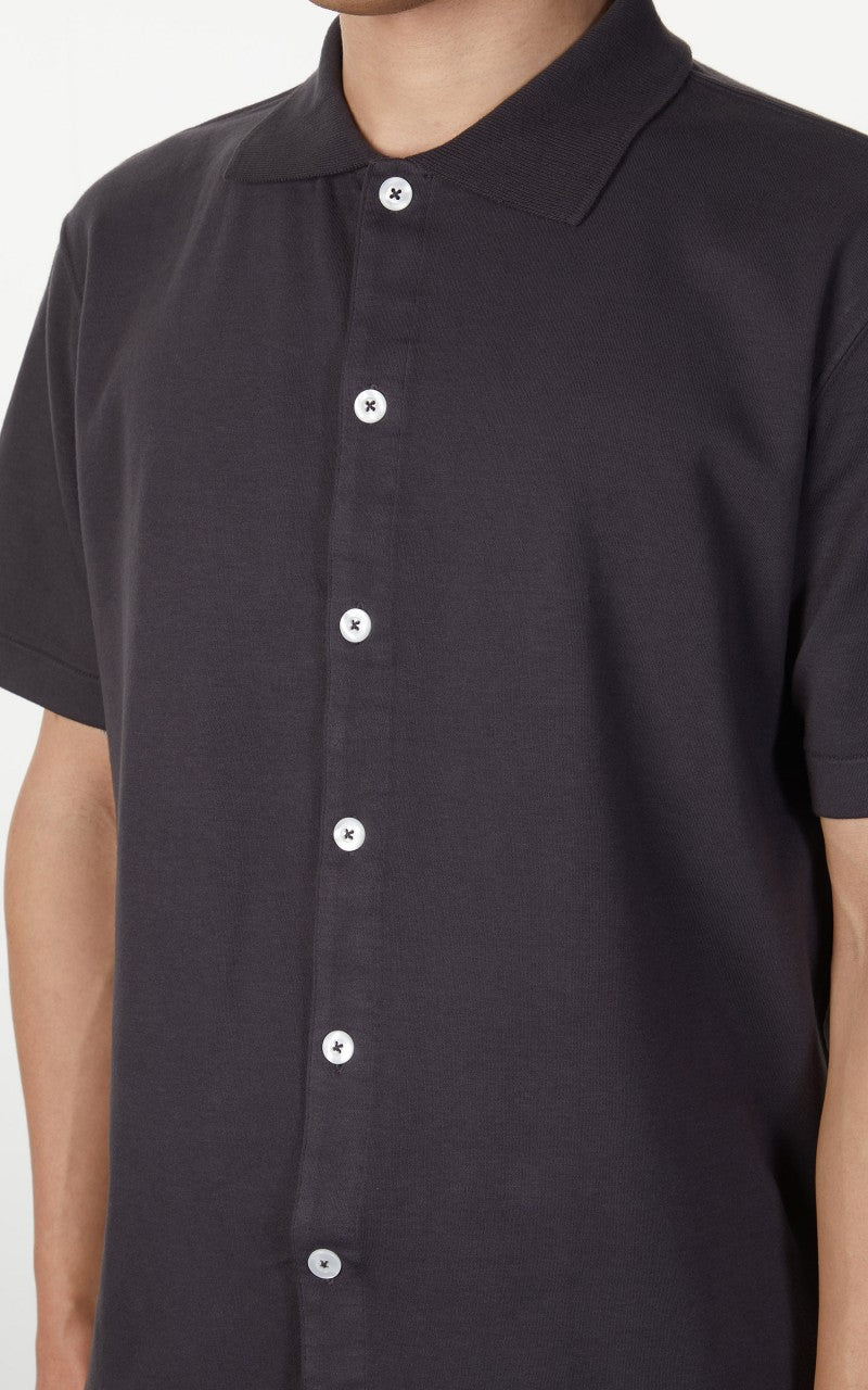 Lady White Co. Short Sleeve Placket Polo Tire Black