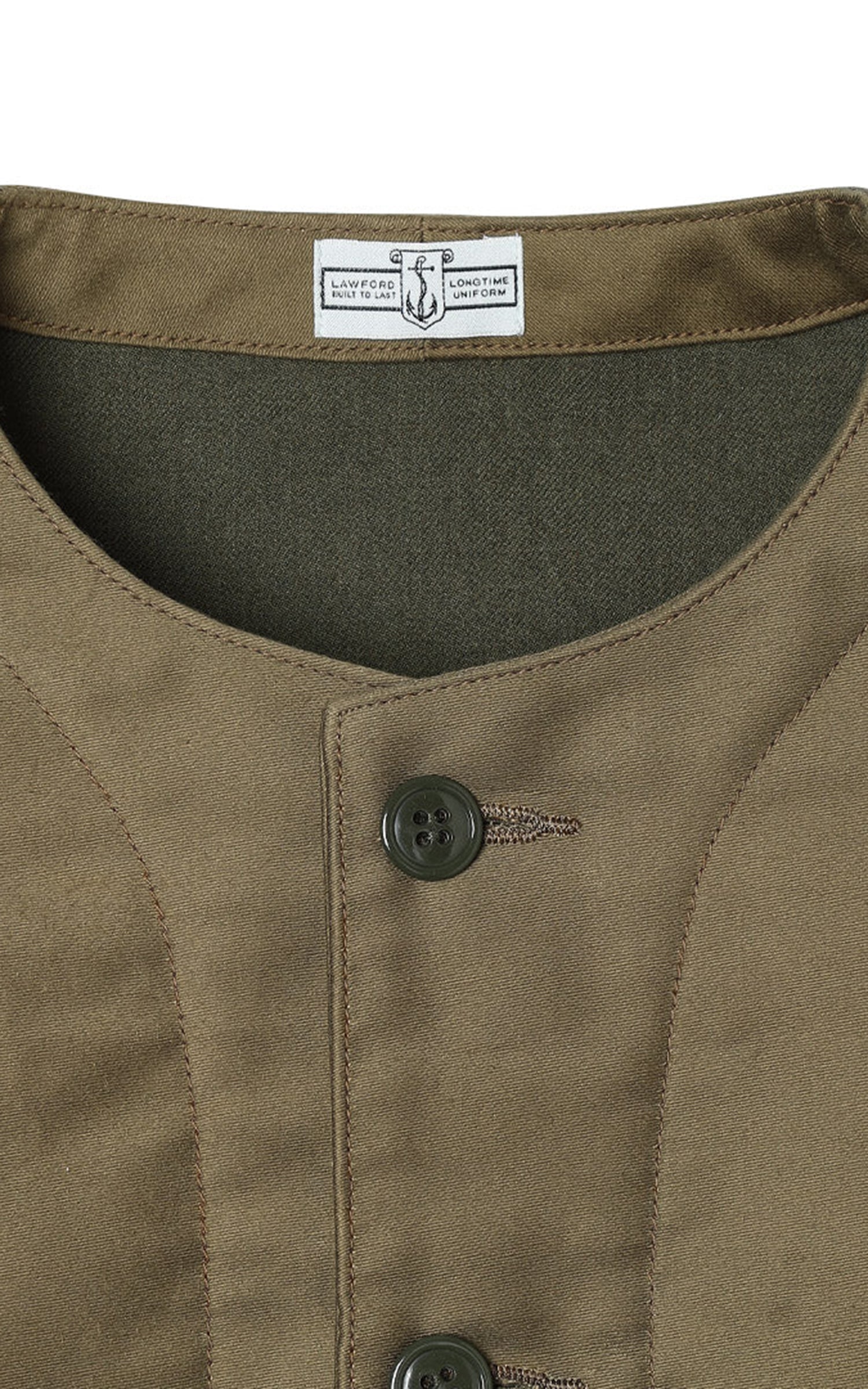 Lawford Lined Military Vest Moleskin Khaki