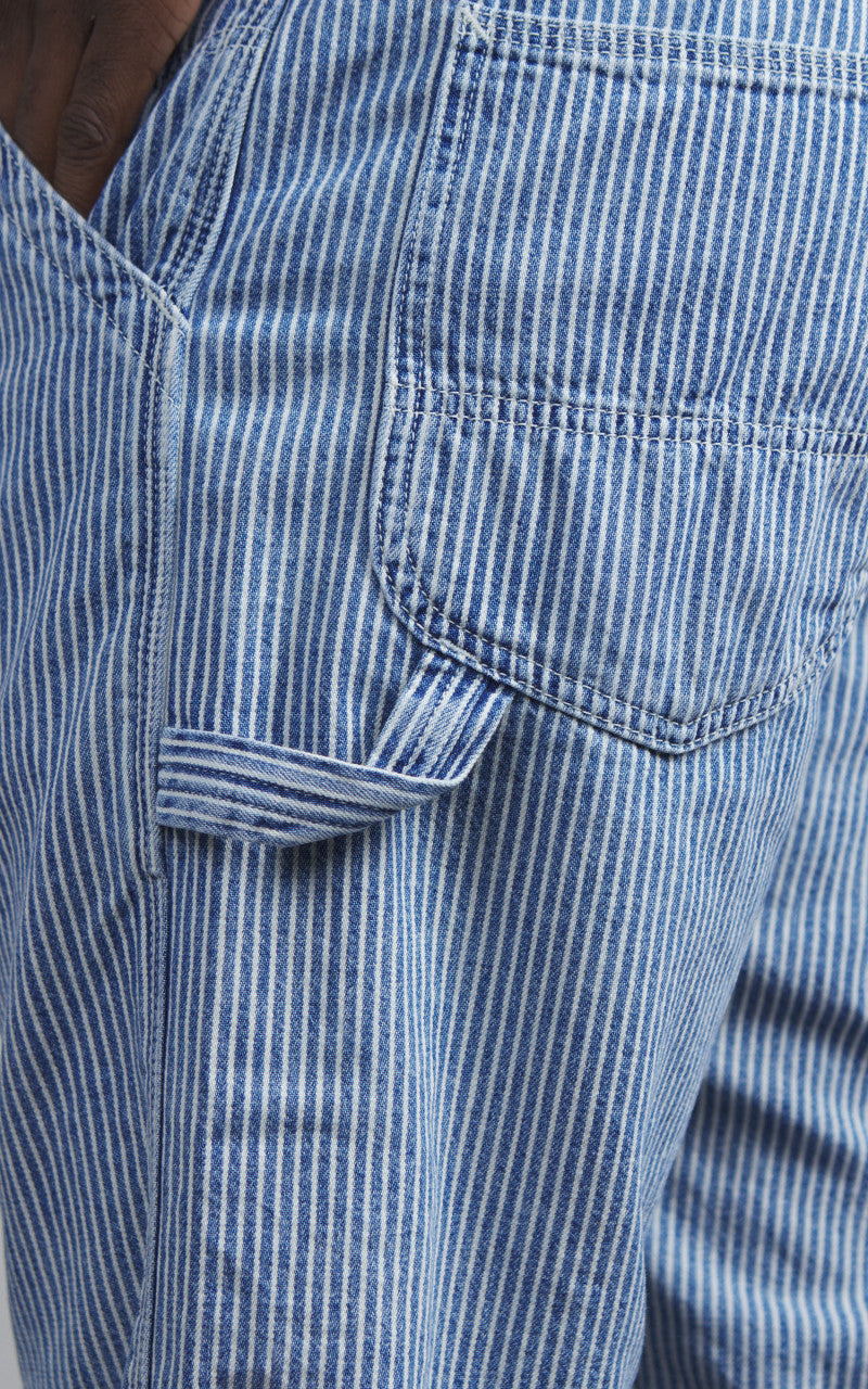 Lee 101 101 Workwear Carpenter Washed Railroad Striped Blue