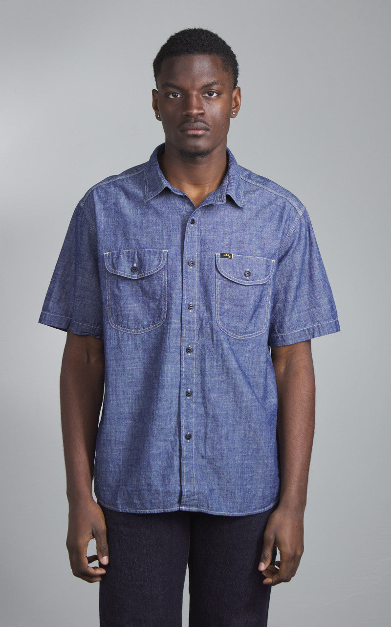 Lee 101 101 Short Sleeve Worker Shirt Rinse Chambray Blue