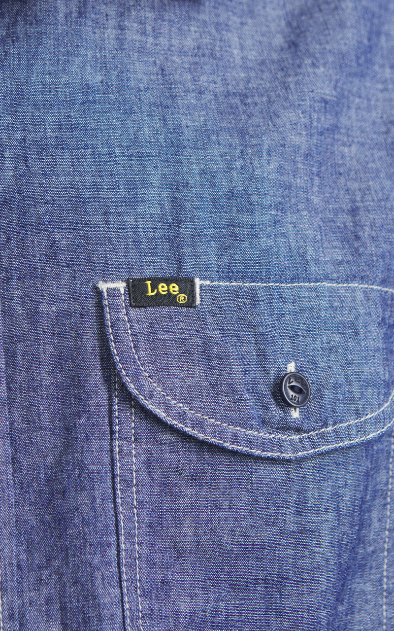 Lee 101 101 Short Sleeve Worker Shirt Rinse Chambray Blue