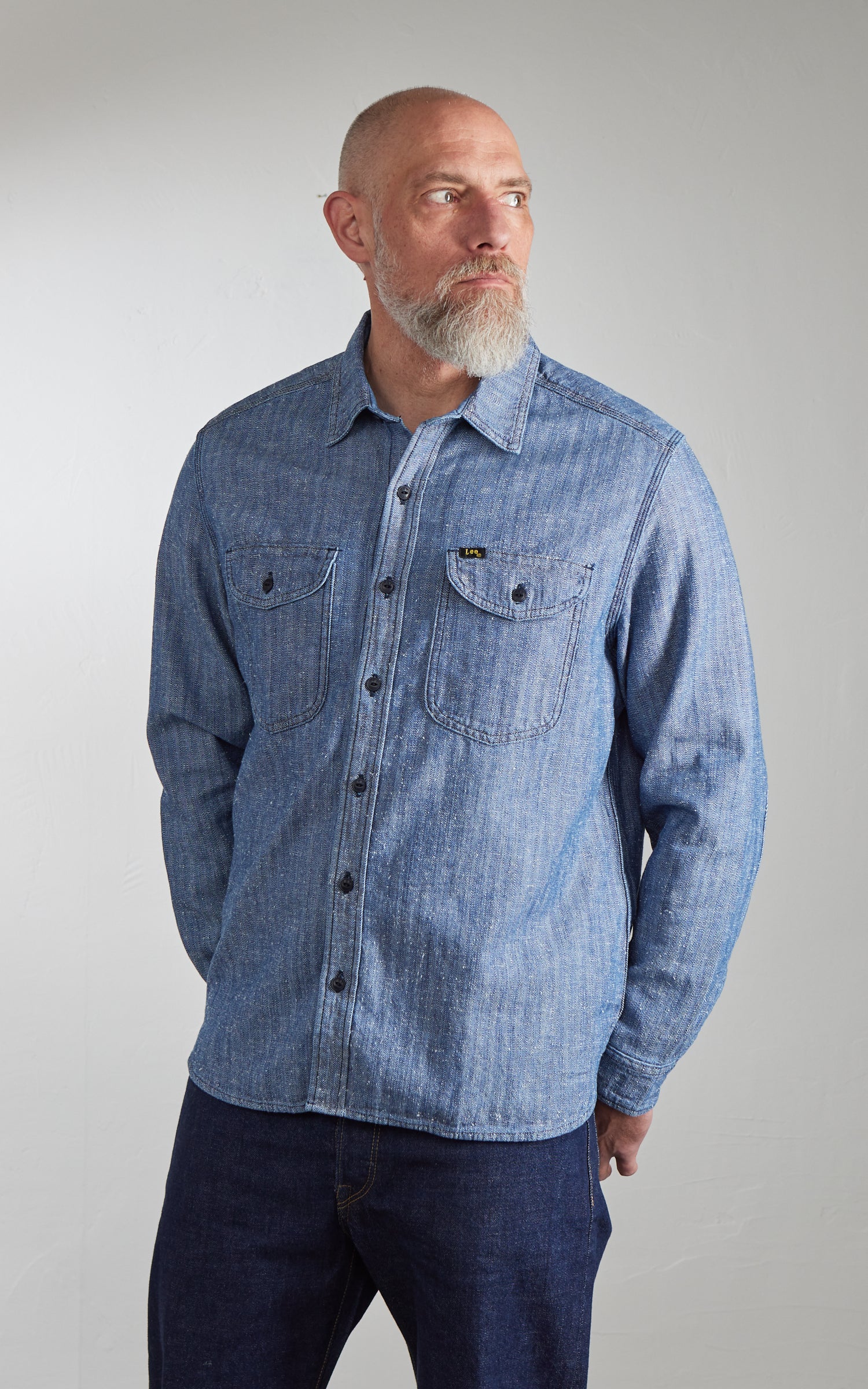 Lee 101 Heritage Workwear Shirt Dark Indigo