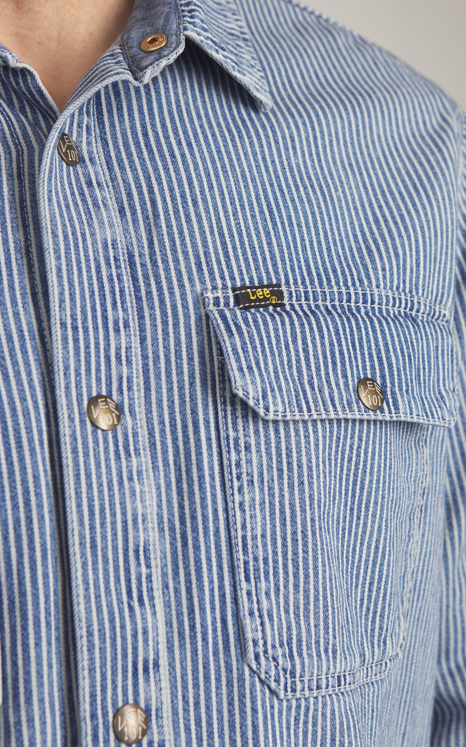 Lee 101 101 Relaxed Overshirt Washed RR Stripe Blue