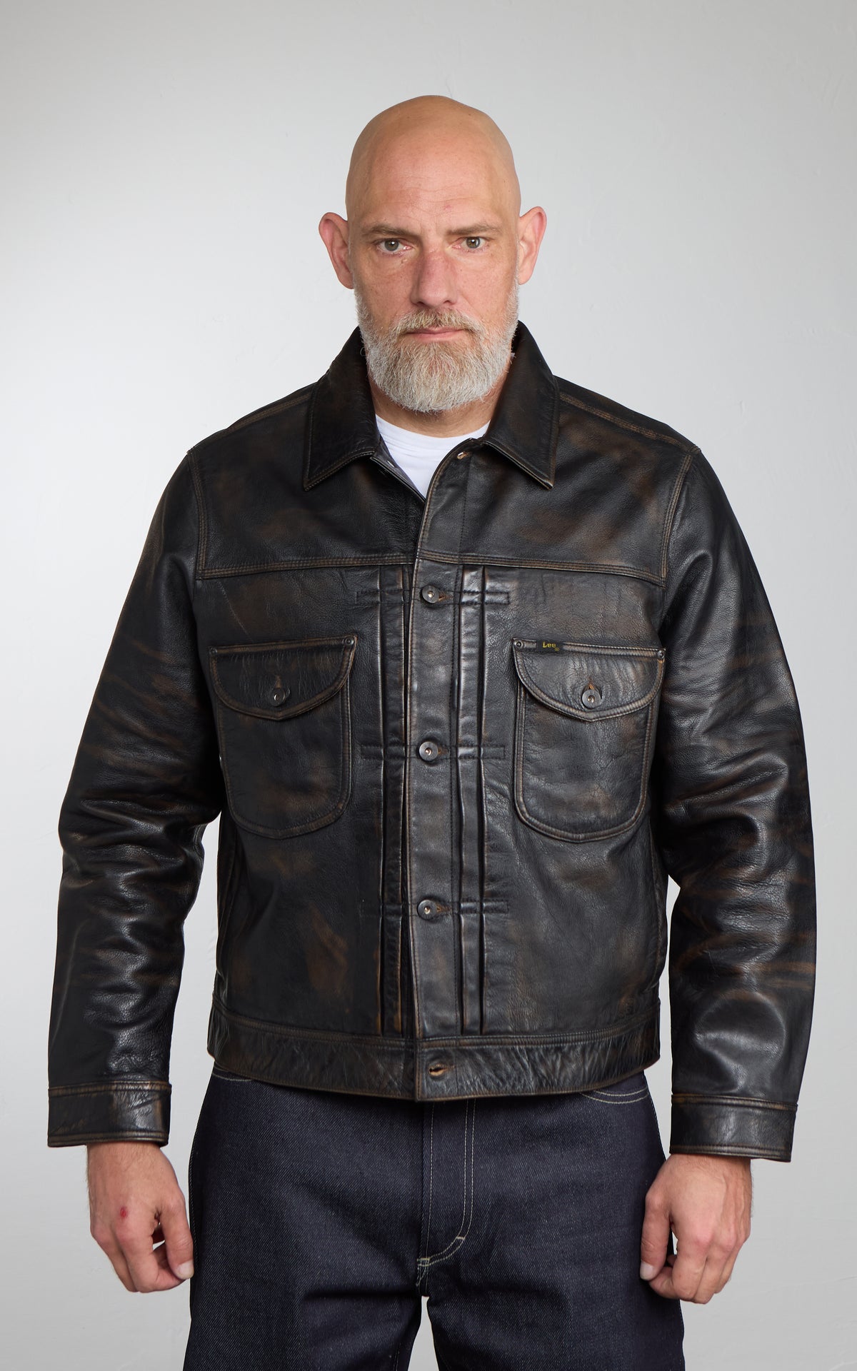 Lee 101 101 Relaxed Lined Cowboy Leather Jacket Chocolate Noir