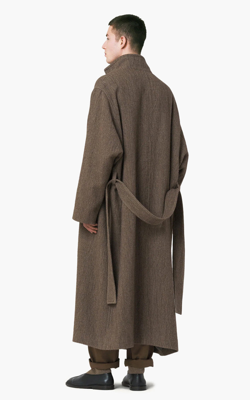 Lemaire Bathrobe Coat Herringbone Wool Alpaca Dark Brown/Beige