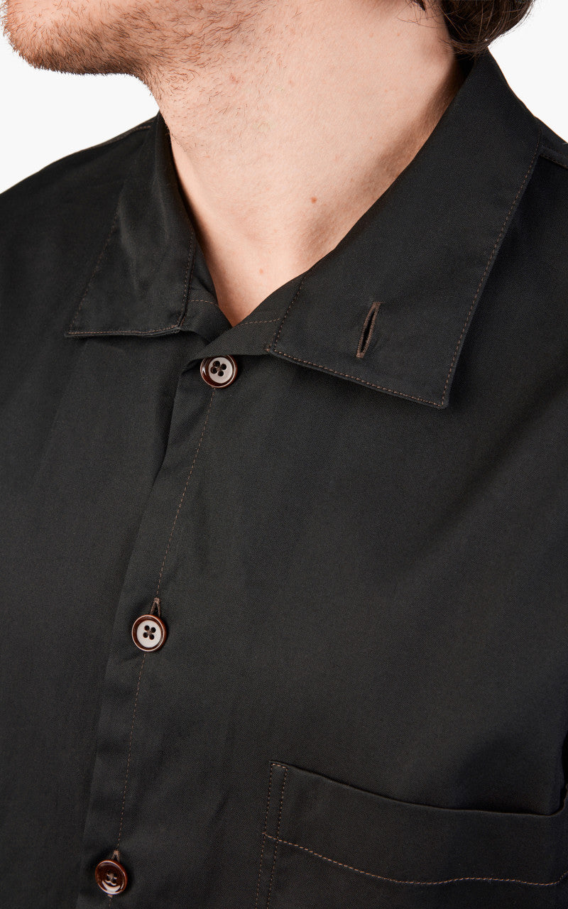 Lemaire Stand Collar Shirt Cotton Twill Black