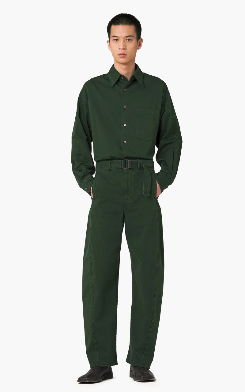 Lemaire Twisted Belted Pants Garment Dyed Denim Green
