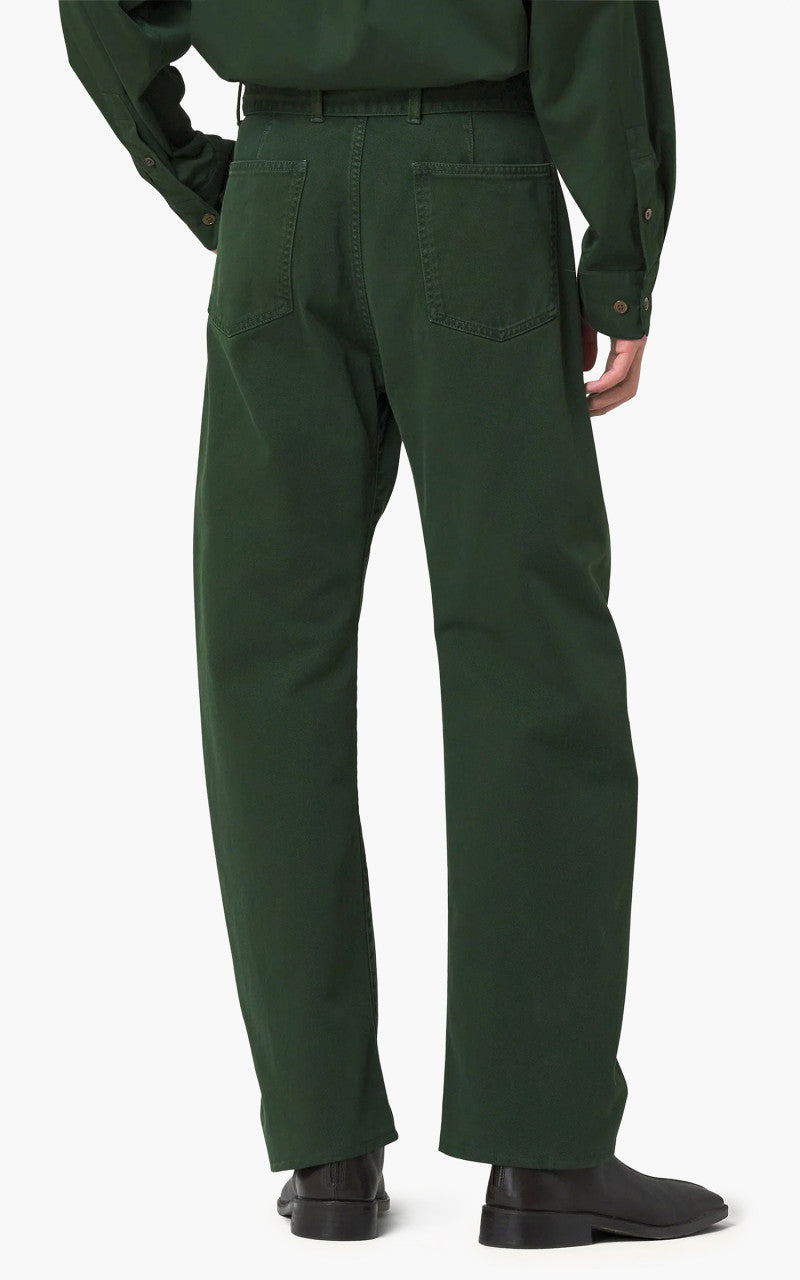 Lemaire Twisted Belted Pants Garment Dyed Denim Green