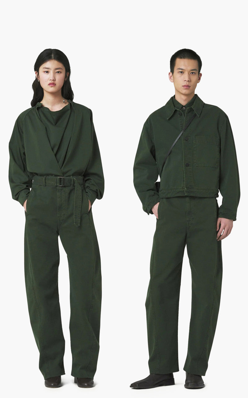 Lemaire Twisted Belted Pants Garment Dyed Denim Green