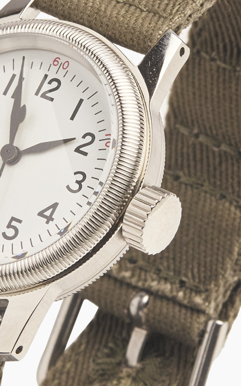 M.R.M.W. A-11 Military Watch 12H Dial Cotton Strap White
