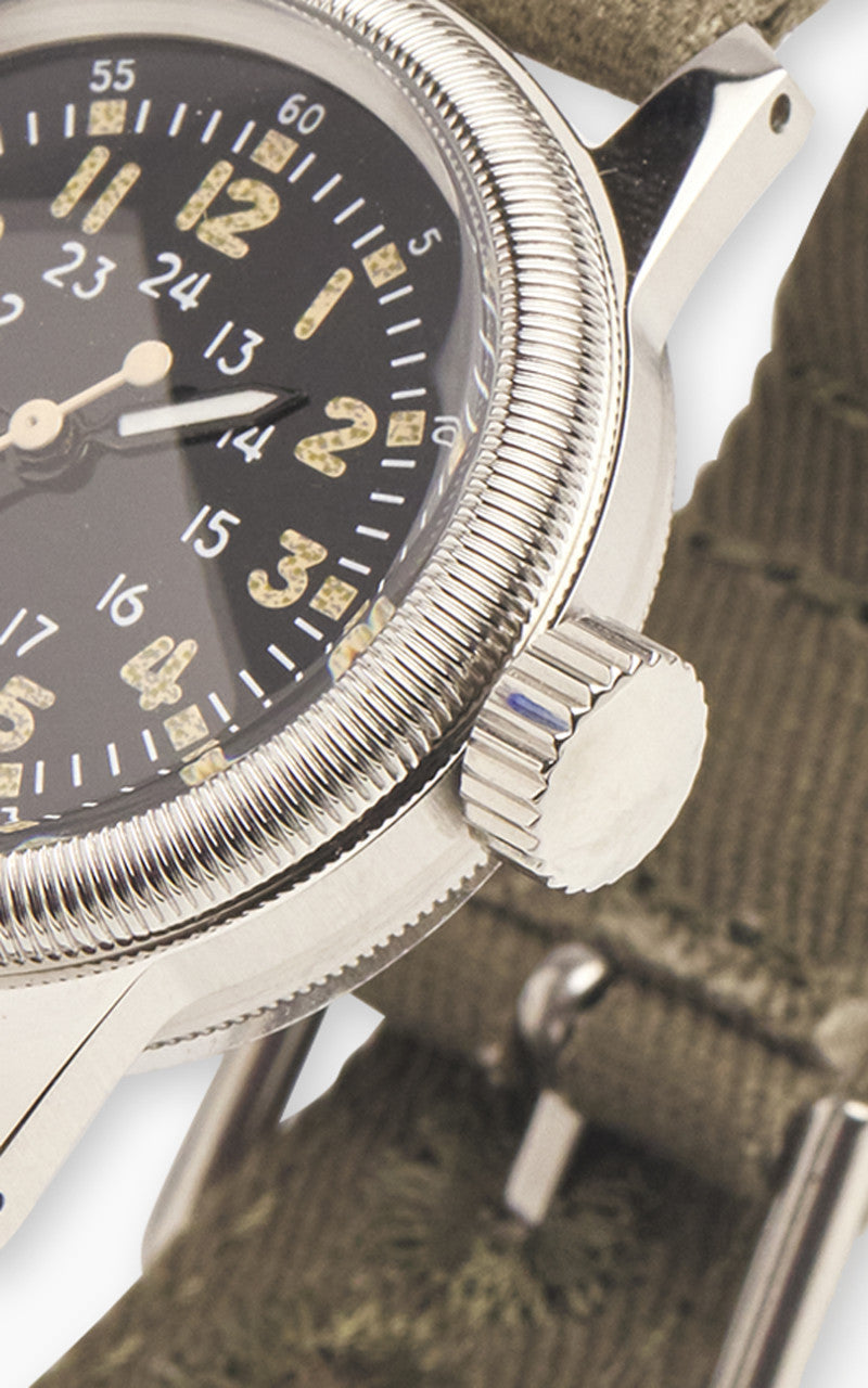 M.R.M.W. A-17 Vintage Military Watch Green Cotton Strap