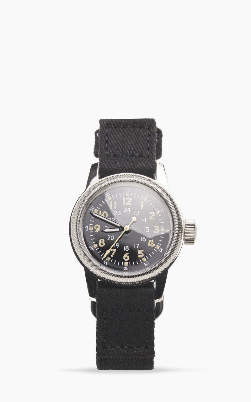 M.R.M.W. A-17 Vintage Military Watch Black Cotton Strap
