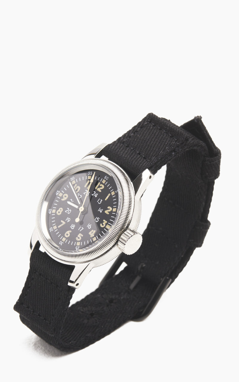 M.R.M.W. A-17 Vintage Military Watch Black Cotton Strap
