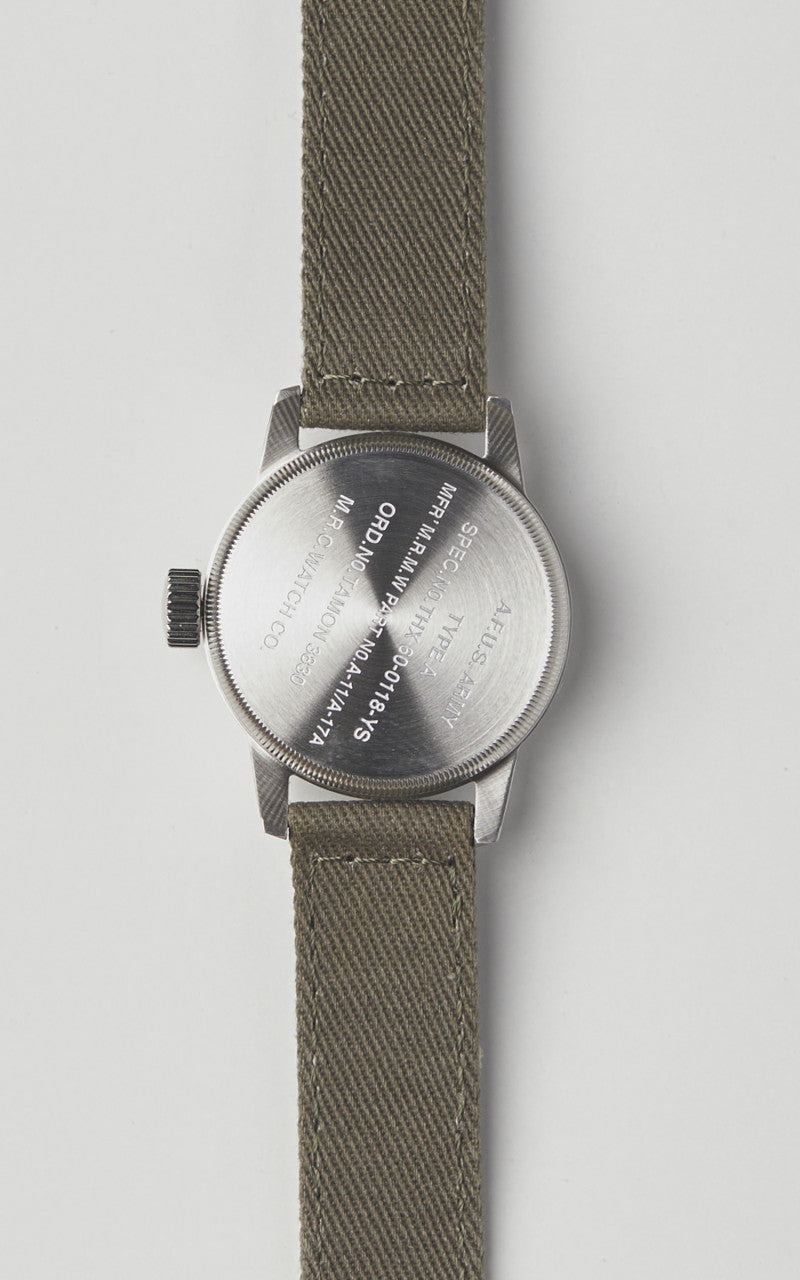 M.R.M.W. A-17 Vintage Military Watch Green Cotton Strap