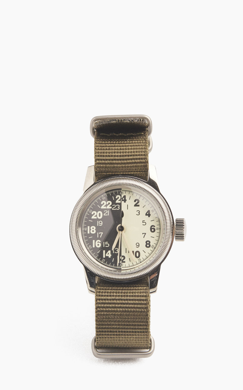 M.R.M.W. A-17 Vintage Military Watch Green Nylon Strap Night & Day