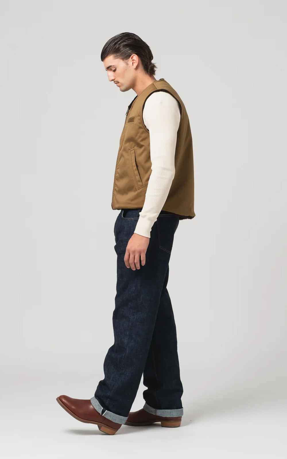 Eat Dust Deck Vest Bedford Cords Drap