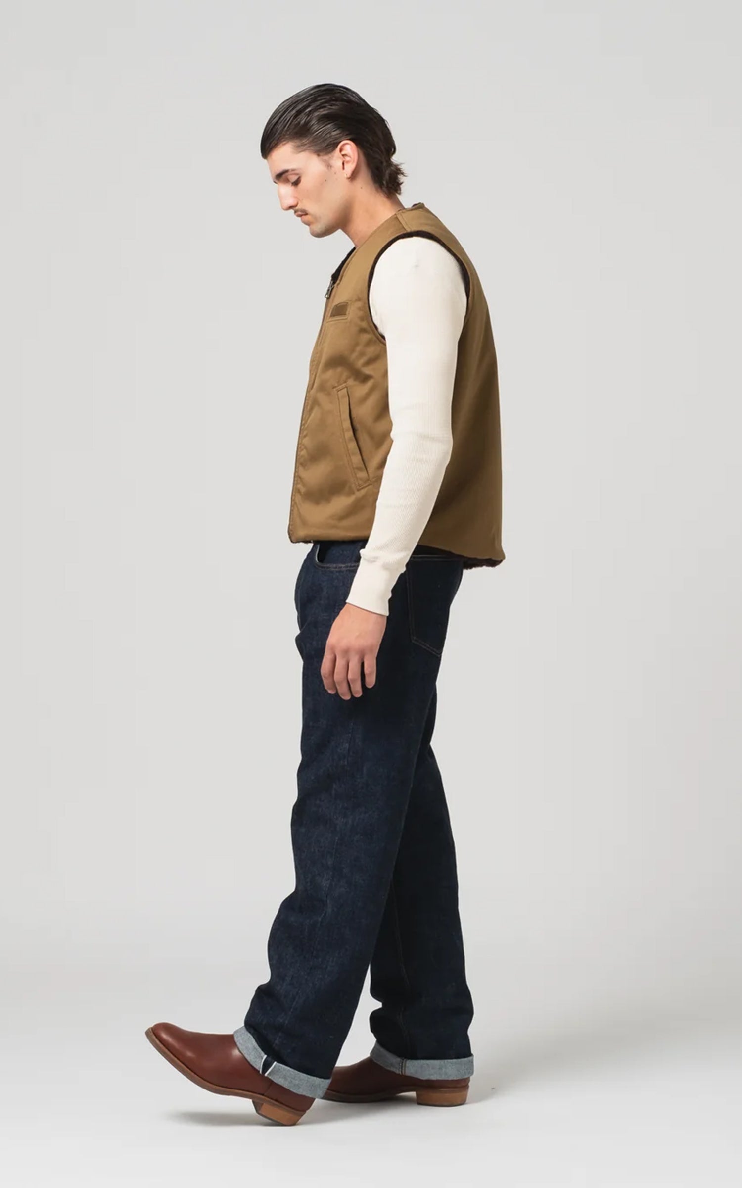 Eat Dust Deck Vest Bedford Cords Drap