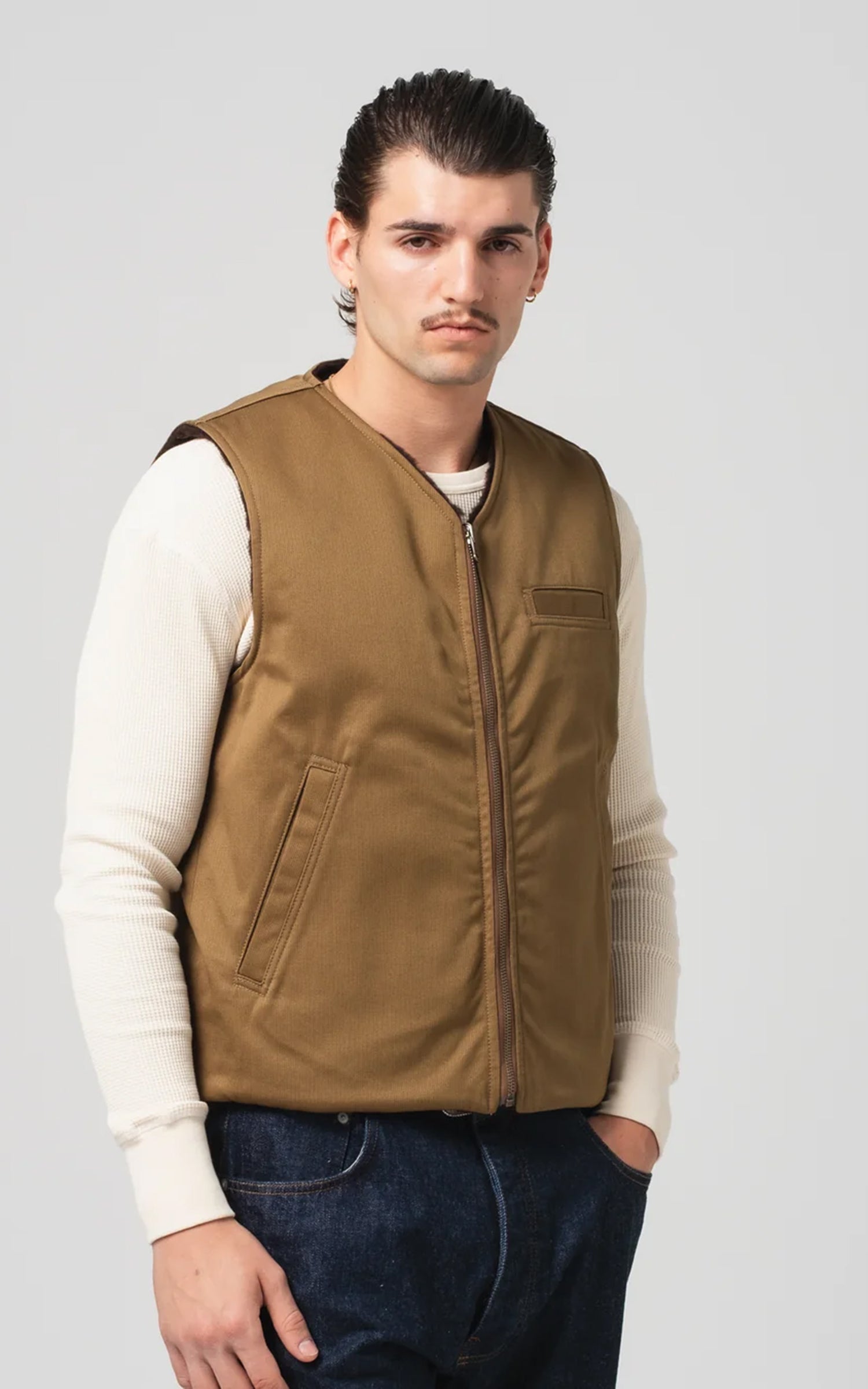 Eat Dust Deck Vest Bedford Cords Drap