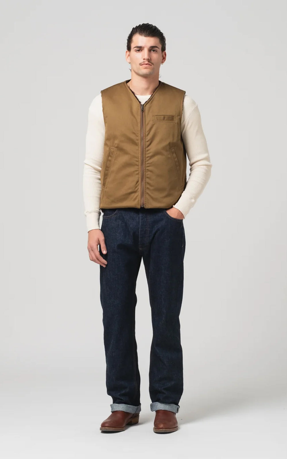 Eat Dust Deck Vest Bedford Cords Drap