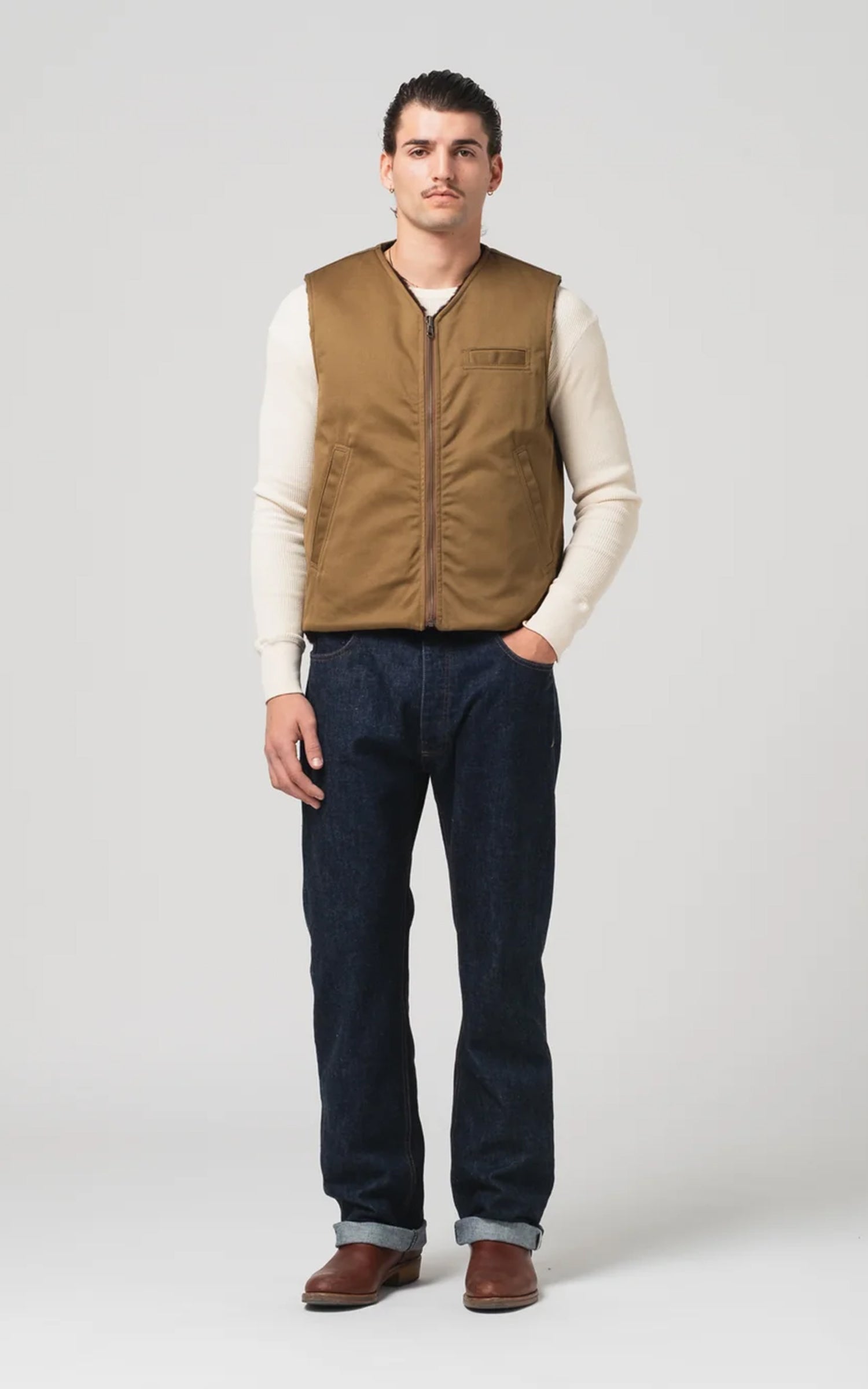 Eat Dust Deck Vest Bedford Cords Drap