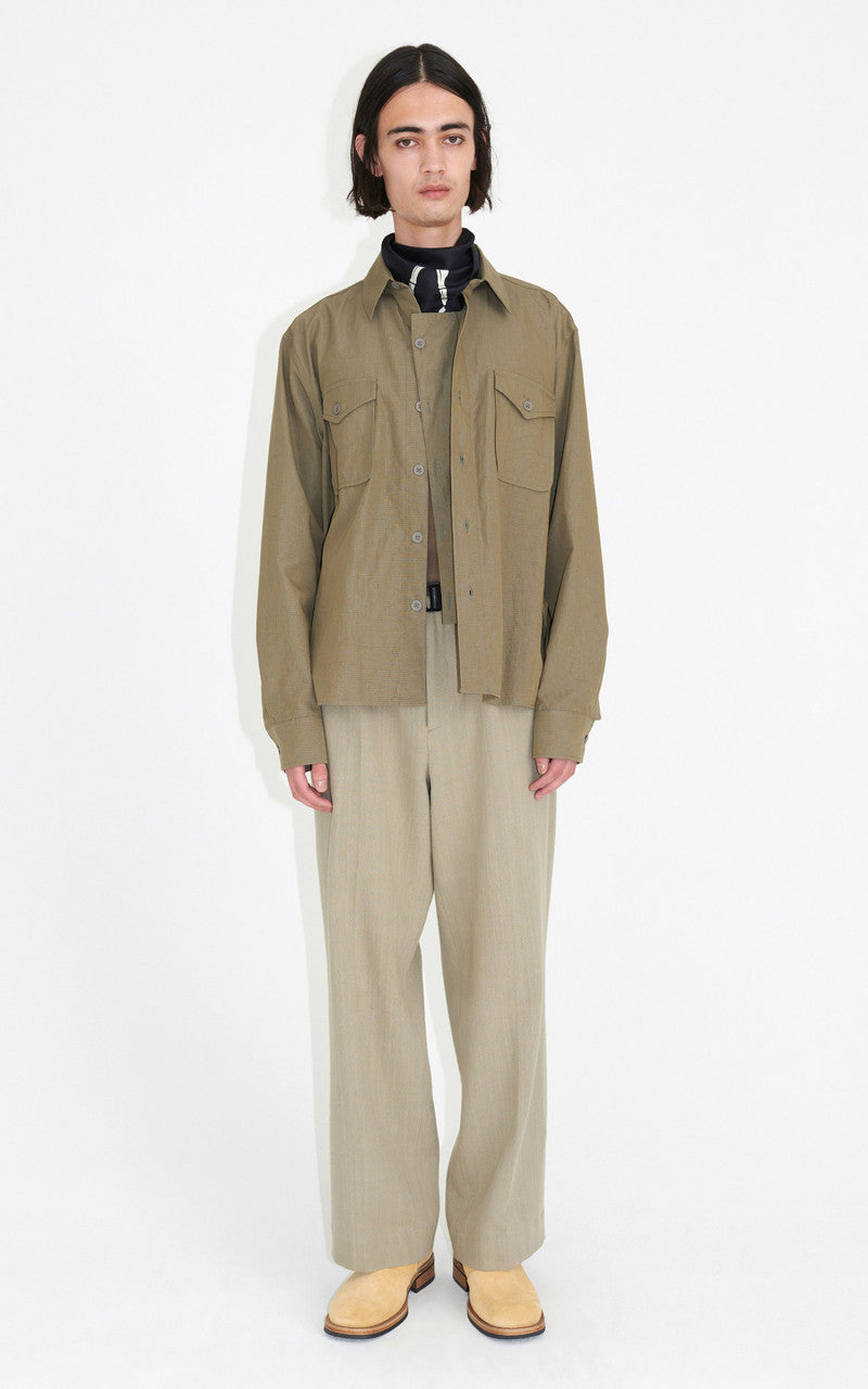 Our Legacy Military Base Shirt Army Green Cotton Ripstop