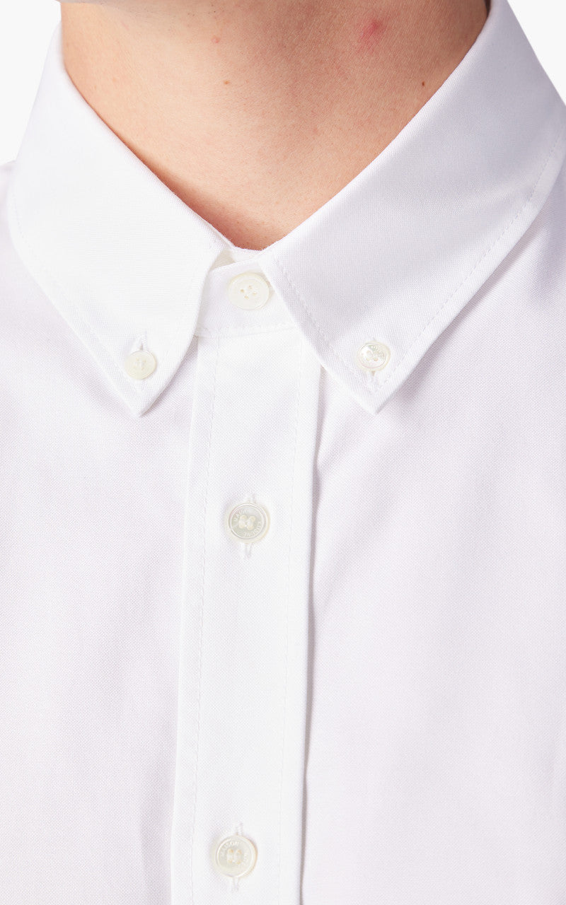 Maison Kitsuné Grey Fox Head Patch Button Down Casual Shirt White