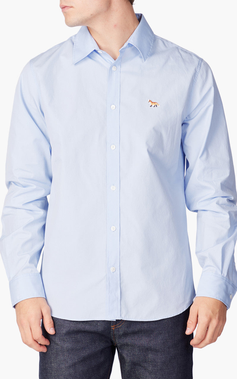 Maison Kitsuné Baby Fox Patch Classic Shirt Cotton Poplin Light Blue