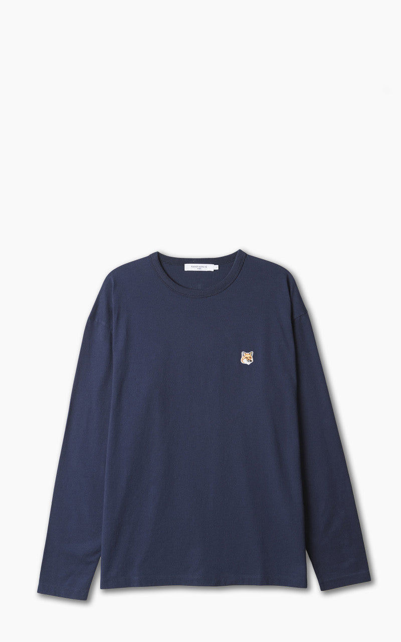 Maison Kitsuné Fox Head Patch Regular Long-Sleeved T-Shirt Navy