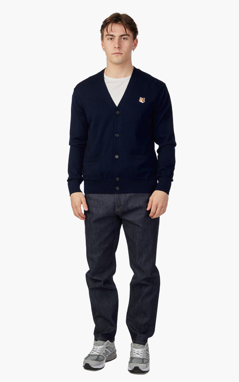 Maison Kitsuné Dressed Fox Patch Relaxed Cardigan Navy