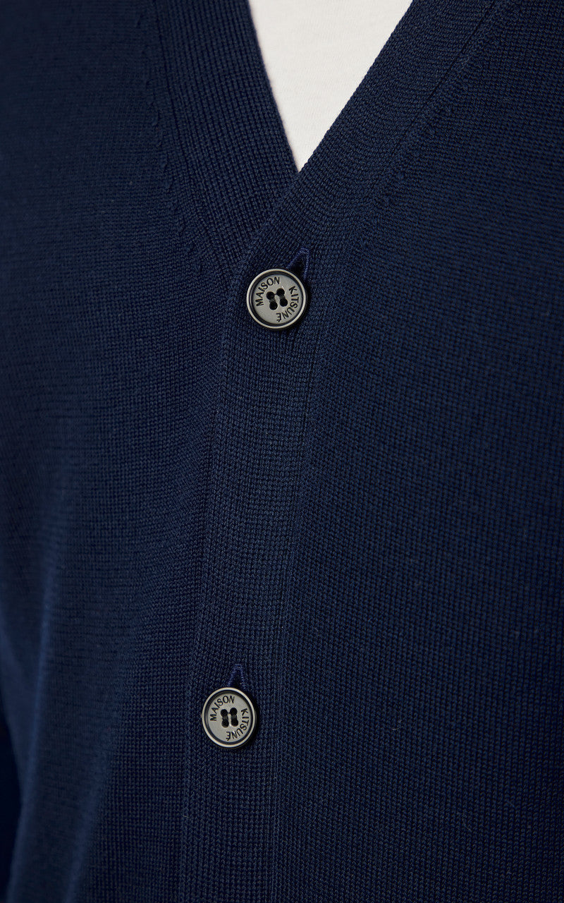 Maison Kitsuné Dressed Fox Patch Relaxed Cardigan Navy