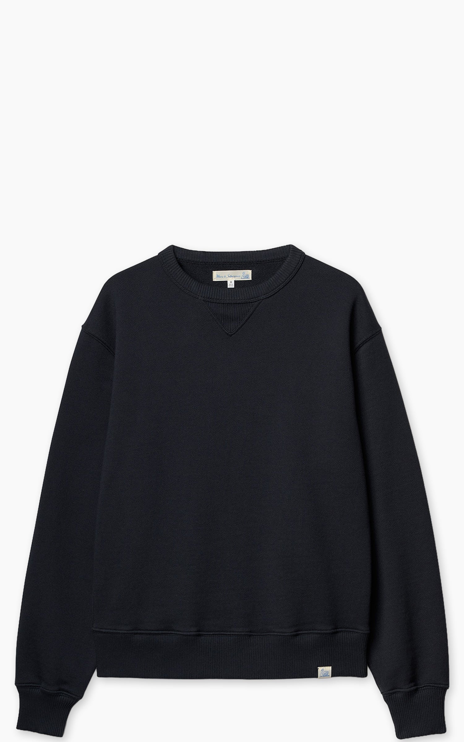 Merz b. Schwanen CREW02 Authentic Fleece Classic Fit Sweatshirt Deep Black