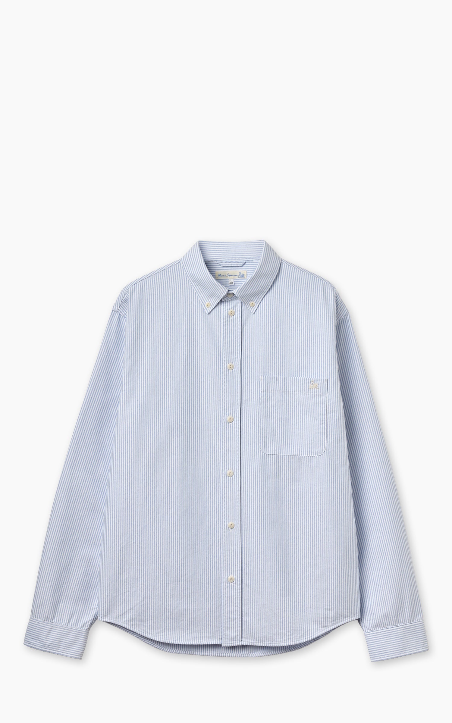 Merz b. Schwanen SHIRT19OX Oxford Shirt Stripes Light Blue