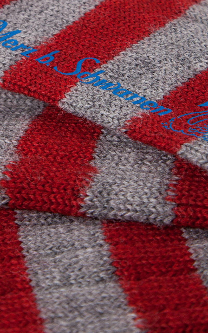 Merz b. Schwanen S76 Ringel Socks Dark Red / Grey Melange
