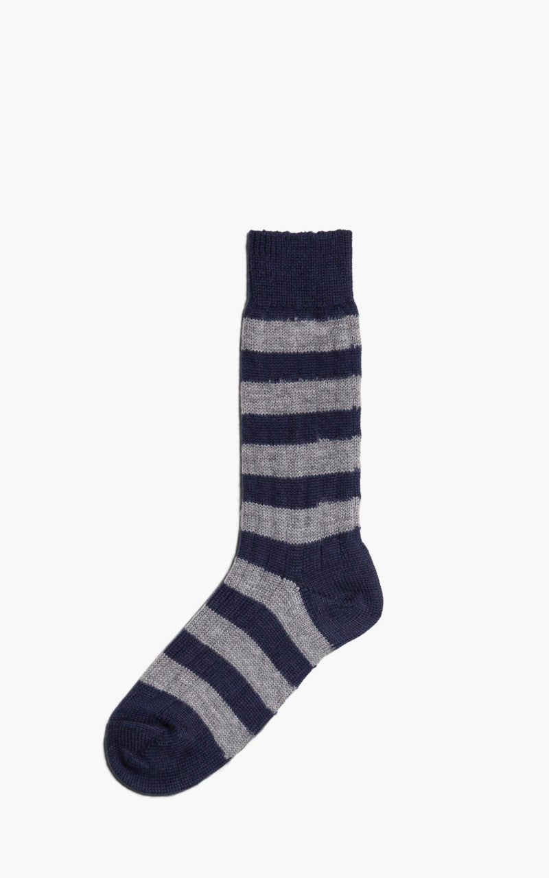 Merz b. Schwanen S76 Ringel Socks Ink/Grey Melange