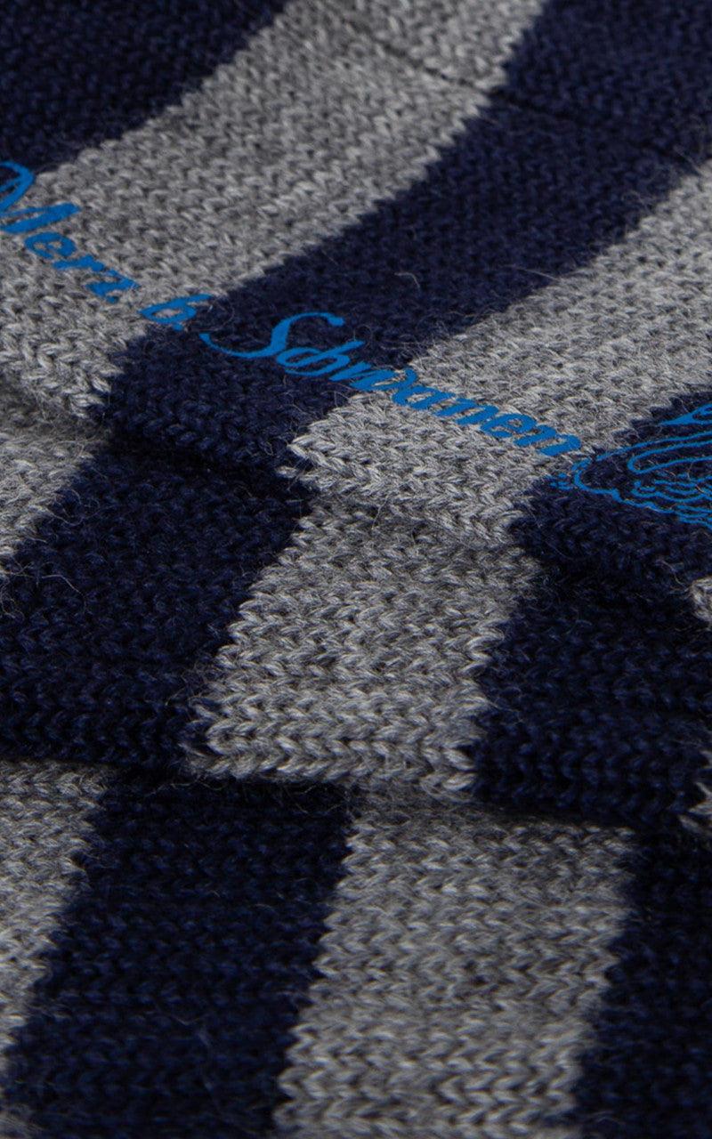 Merz b. Schwanen S76 Ringel Socks Ink/Grey Melange