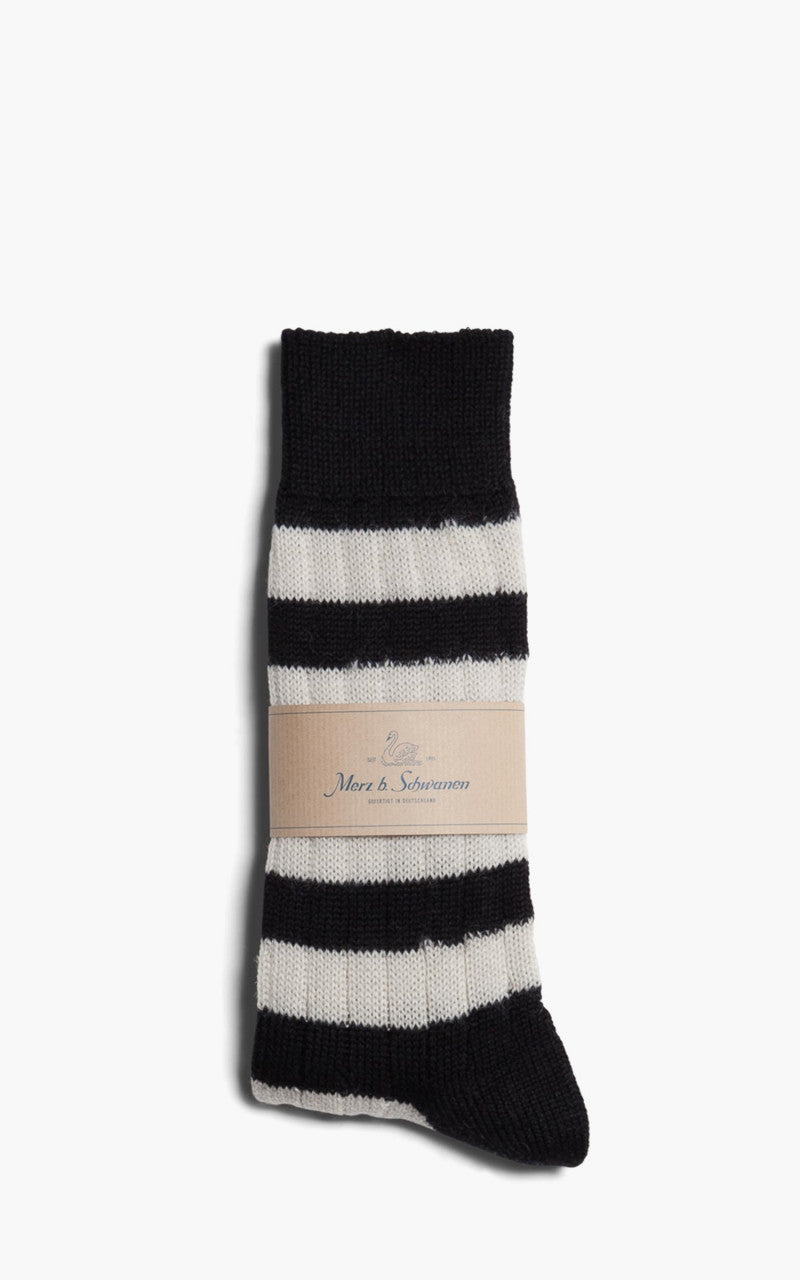 Merz b. Schwanen S76 Ringel Socks Black/Natural