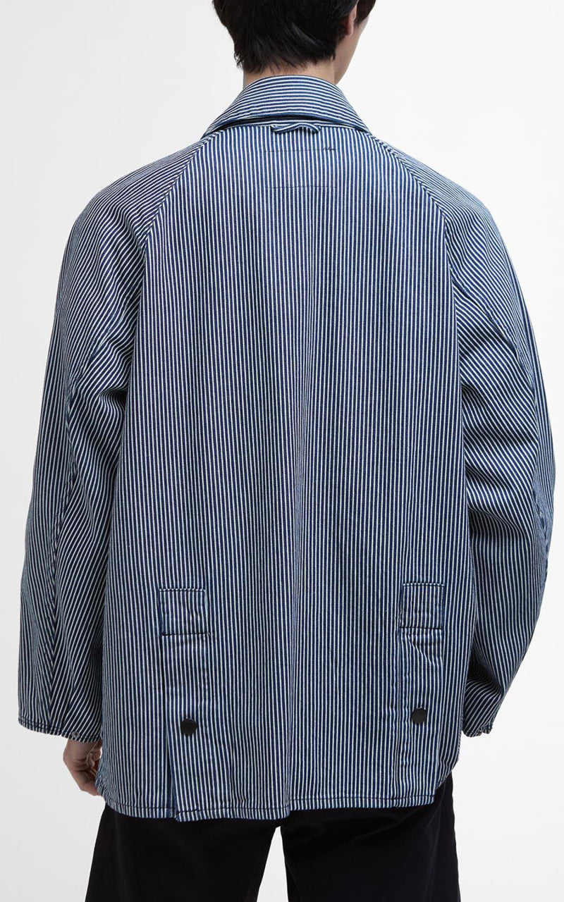 Barbour Striped Oversized Bedale Casual Jacket Indigo Stripe
