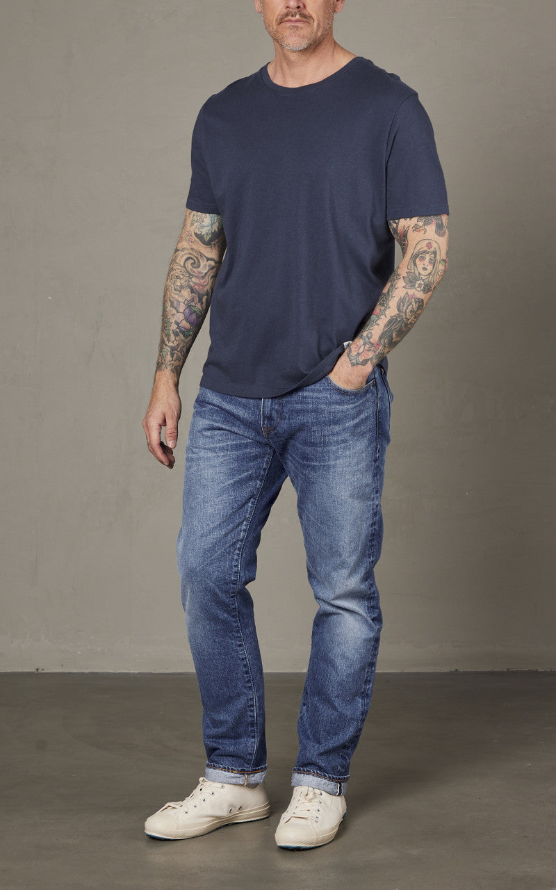 Merz b. Schwanen CT02VJ Crew Neck Tee Denim Blue