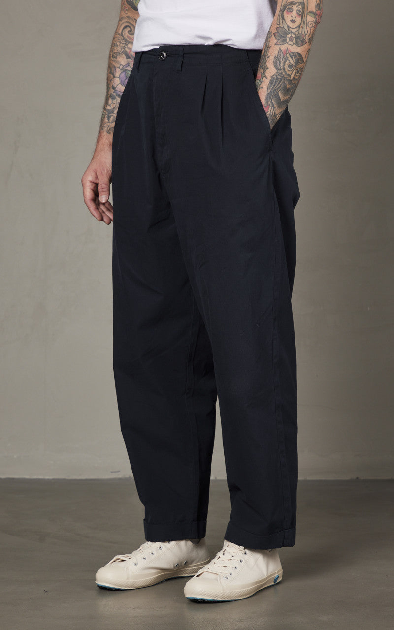 Merz b. Schwanen PANTS03 Pleated Front Pants Dark Navy